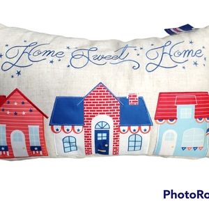 NWT Home Sweet Home Americana Throw Pillow Memorial Day Fourth Of July 3D Design